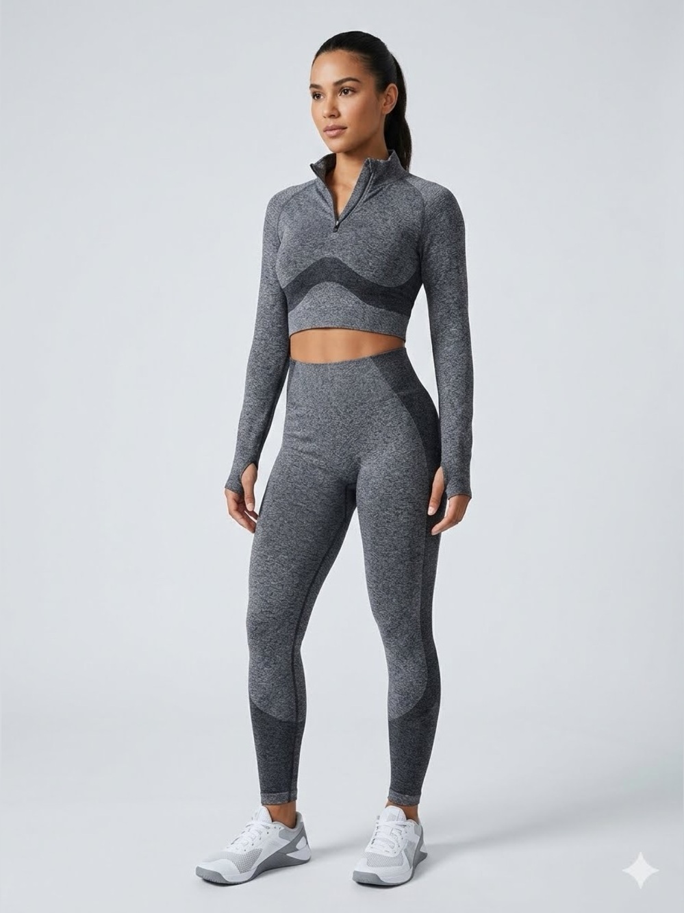 🌸Fashion Nova Sport Charcoal Gray Leggings Set